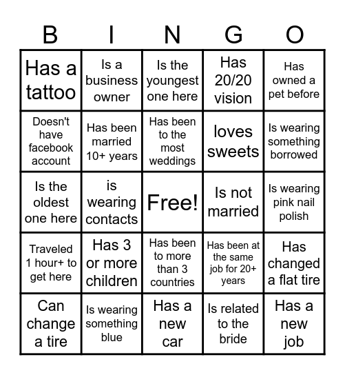 Find the Guest Bingo Card