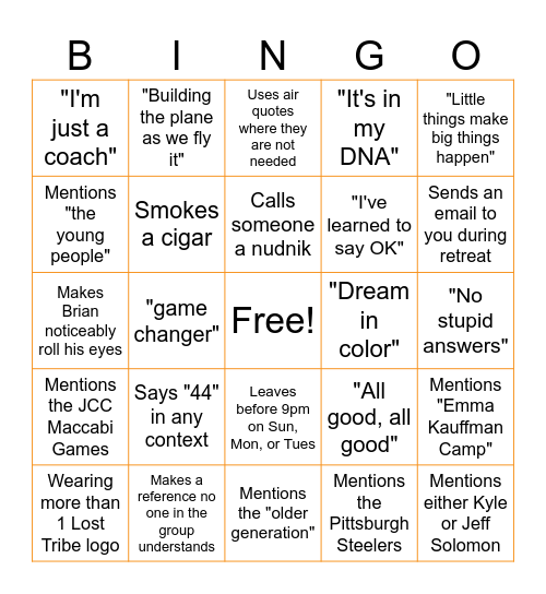 LENNY-ISM BINGO Card