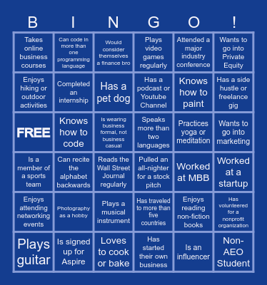 PBSN Member's Network Bingo Card