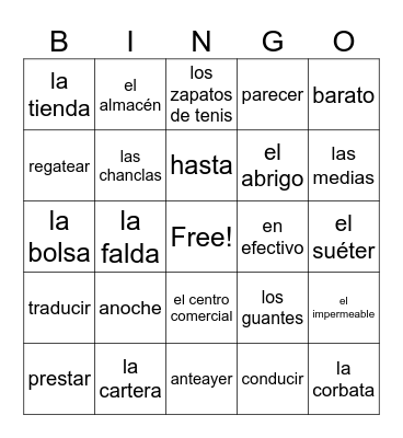 De compras Bingo Card