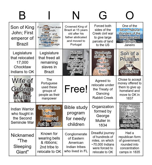 History Week 8 Bingo Card