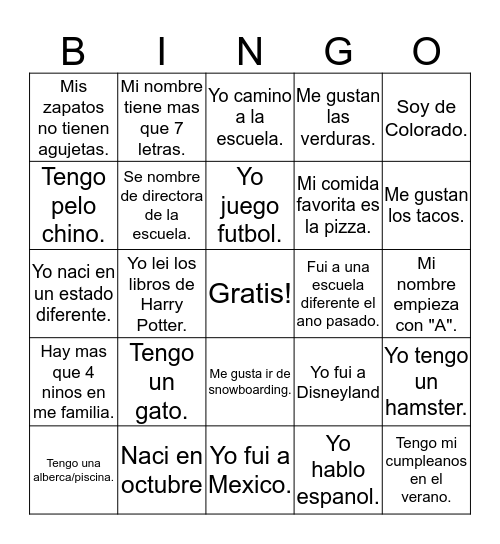 Loteria de Personas Bingo Card