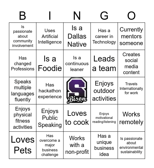 Sunset NAF Bingo Icebreaker Bingo Card