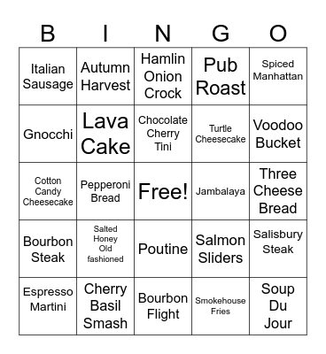 HAMLIN BINGO Card