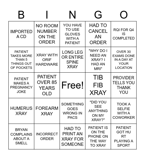 OSOI RAD TECH WEEK 2024 Bingo Card