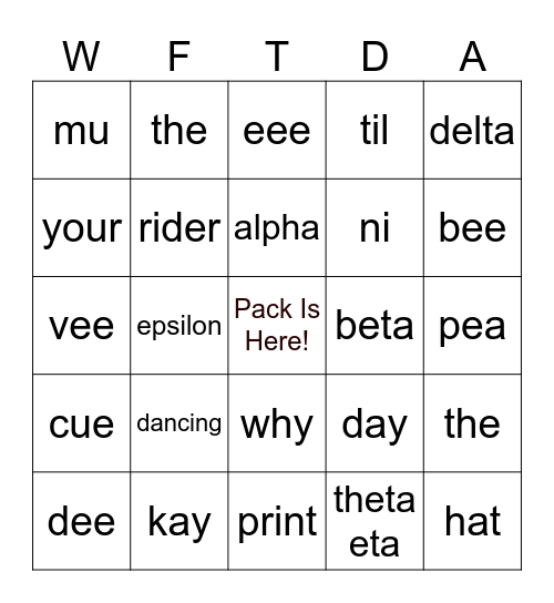 2024 Champs Bingo Card