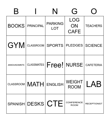 SCHOOL BINGO Card