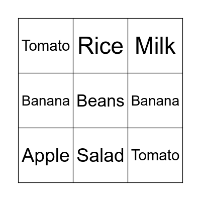 HEALTHY FOOD BINGO Card