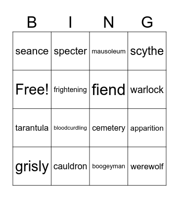 Halloween Bingo Card