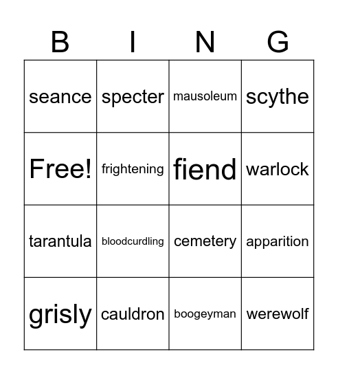 Halloween Bingo Card