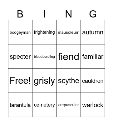 Halloween Bingo Card