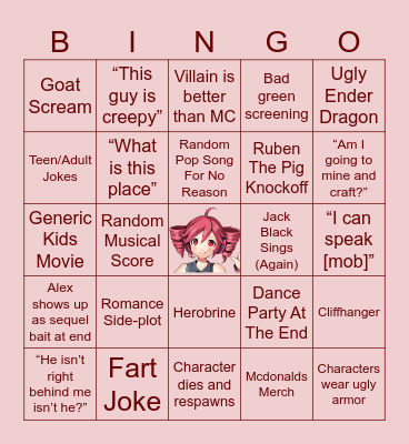 The Minecraft Movie Predictions Bingo Card