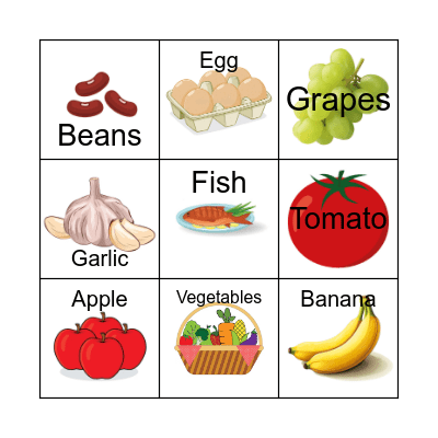 Healthy Food Bingo Card