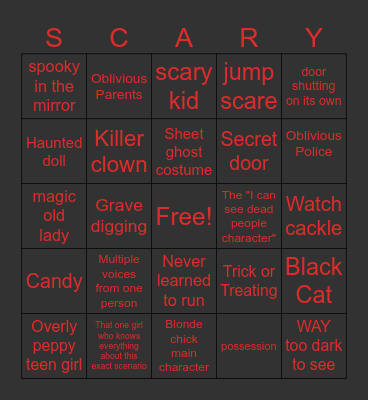 HORRORBLE Scary movies Bingo Card