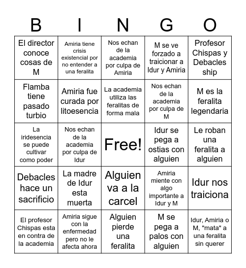 Feralitas Bingo Card