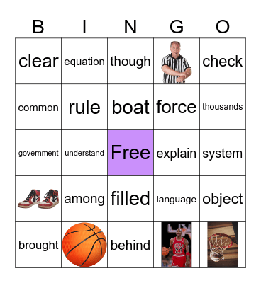 Basketball Bingo - Purple Bingo Card