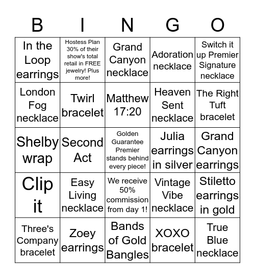 Blingo! Bingo Card