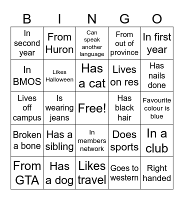Team 15 Bingo Card
