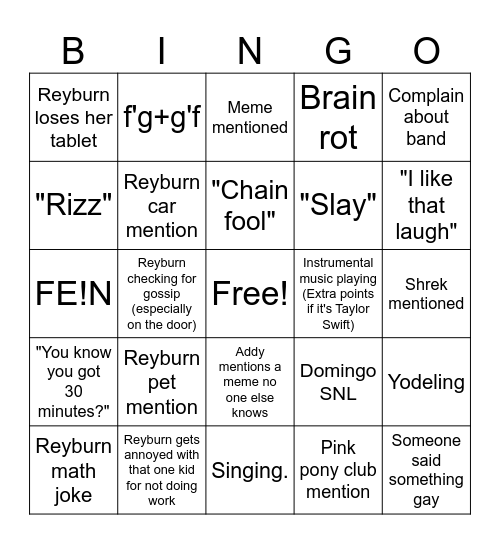 Ms. Calc Bingo Card