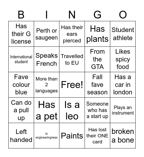 Untitled Bingo Card
