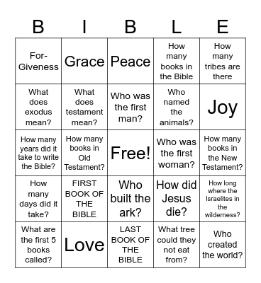 Bible Bingo Card