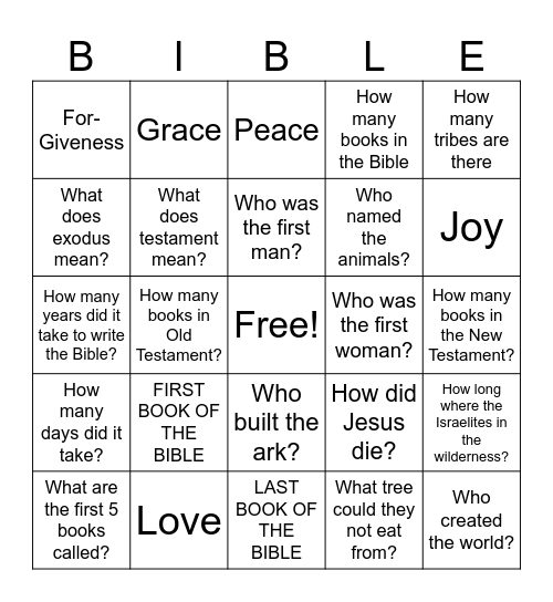 Bible Bingo Card