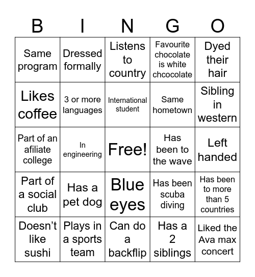 PBSN bingo Card