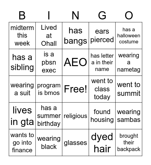 group 36 Bingo Card