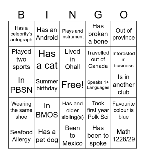 Untitled Bingo Card
