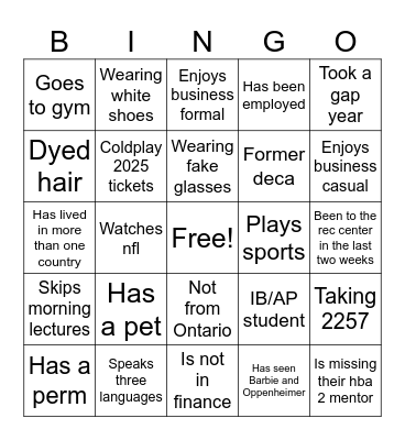 Table 14 Bingo Card