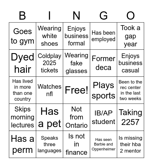 Table 14 Bingo Card