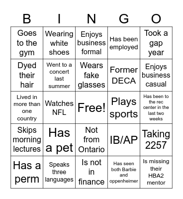 Table 14 Bingo Card