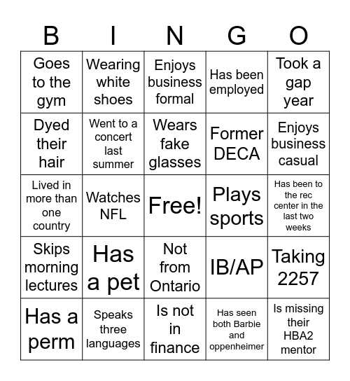 Table 14 Bingo Card