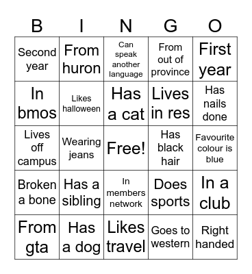 Team 15 Bingo Card