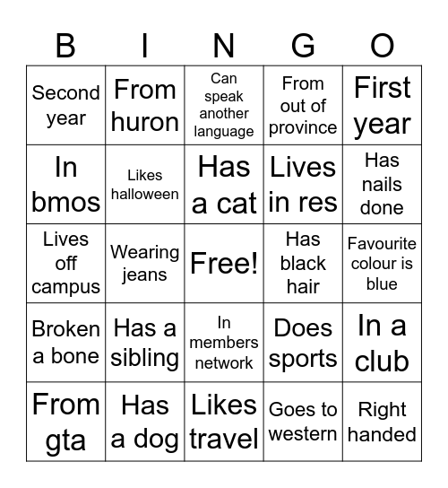 Team 15 Bingo Card