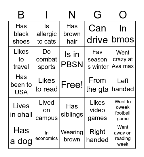 Team 24 Bingo Card