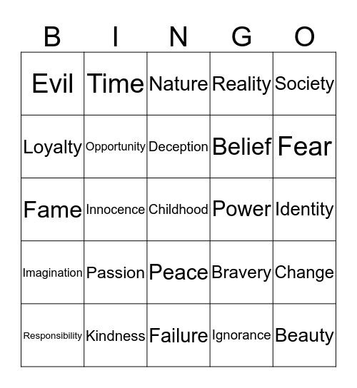 Theme Bingo Card