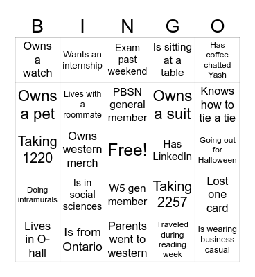 Untitled Bingo Card