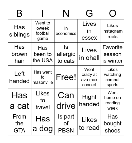 Team 24 Bingo Card