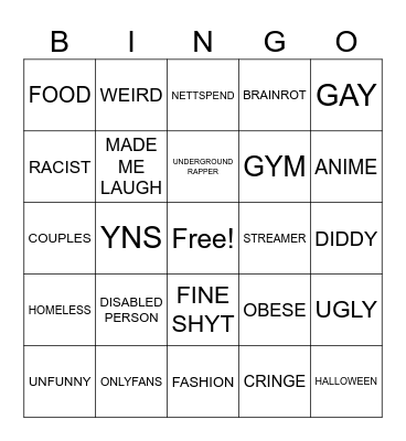 INSTAGRAM REELS Bingo Card