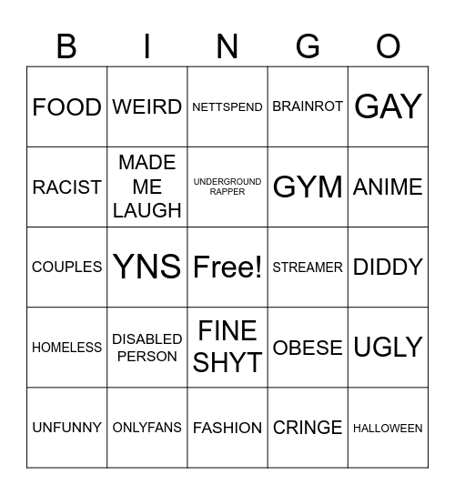 INSTAGRAM REELS Bingo Card