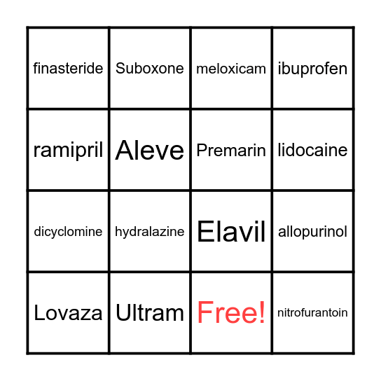 Week 1 Medication Bingo Card