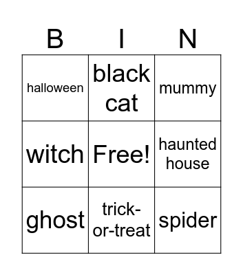 Halloween Bingo Card