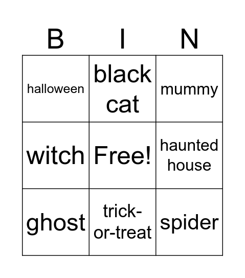 Halloween Bingo Card