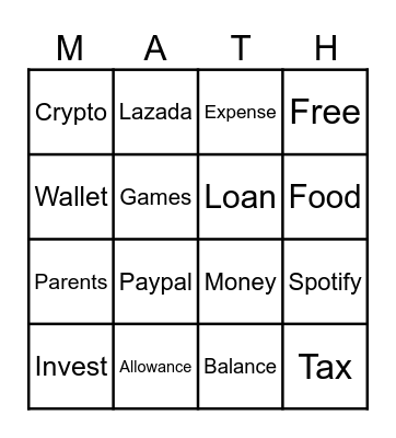 Module 5 - Mathematics of Finance Bingo Card