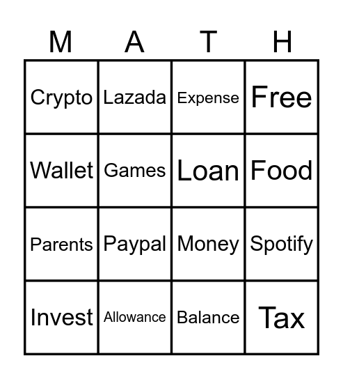 Module 5 - Mathematics of Finance Bingo Card