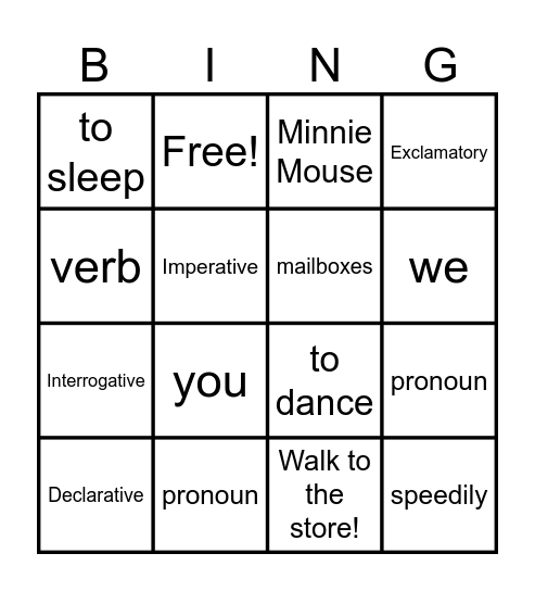 Week 8 Review Bingo Card