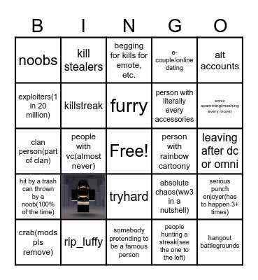 TSB bingo(brainrot) Bingo Card