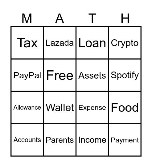 Module 5 - Mathematics of Finance Bingo Card