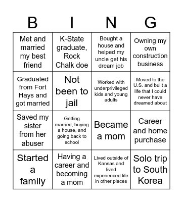 Achievement Bingo Card